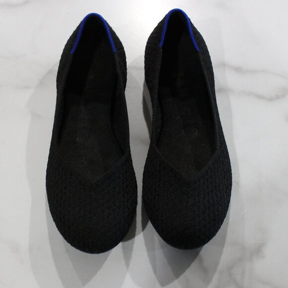 Rothy's Black Honeycomb Rounded Toe Flats sz 8.5 - Picture 1 of 9